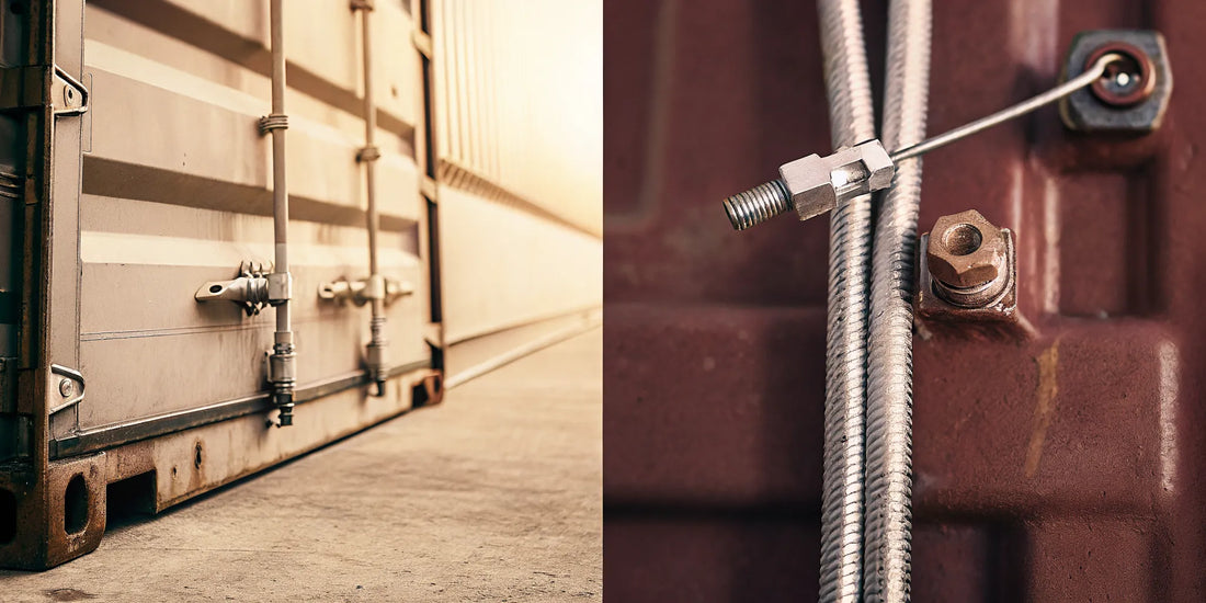 Bolt seals vs cable seals beside a cargo container door