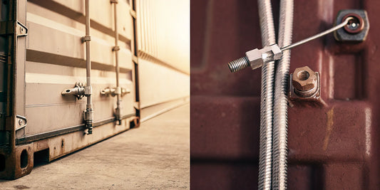 Bolt seals vs cable seals beside a cargo container door