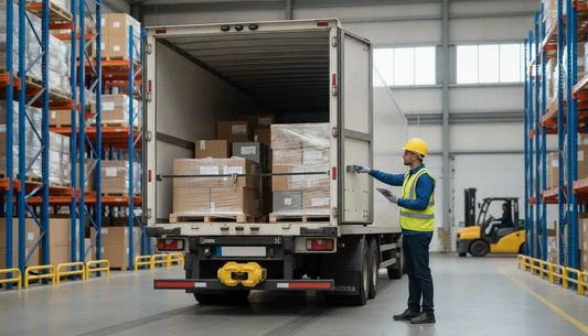 Cargo security for e-commerce fulfillment with a supervisor inspecting a trailer lock at a distribution center