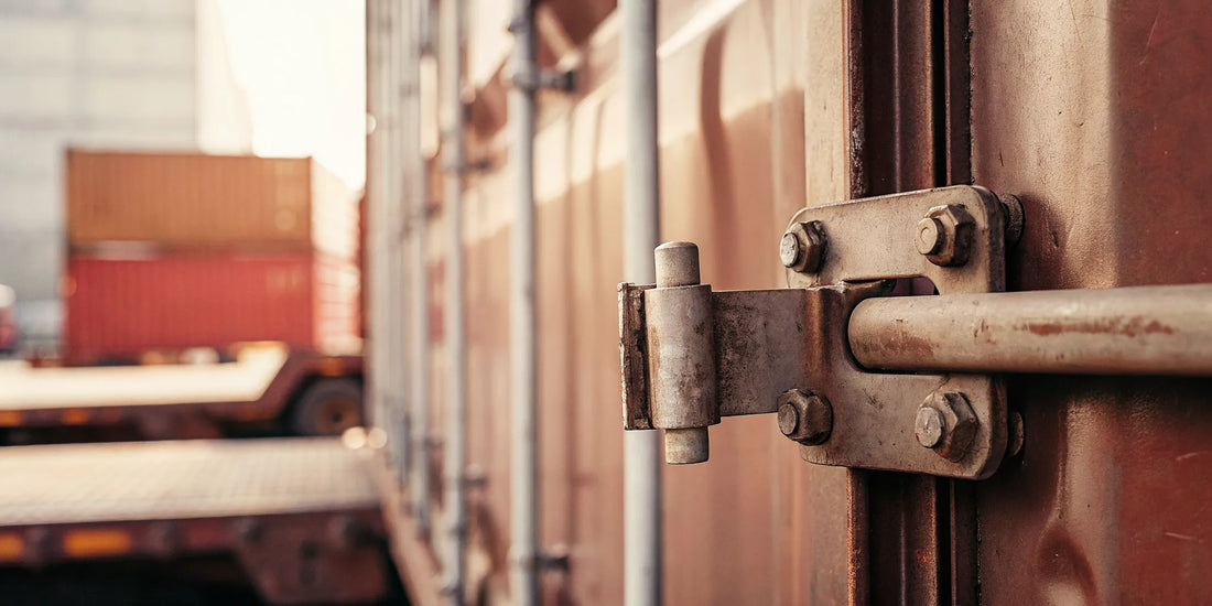 CTPAT compliant high security bolt seal on shipping container door handle