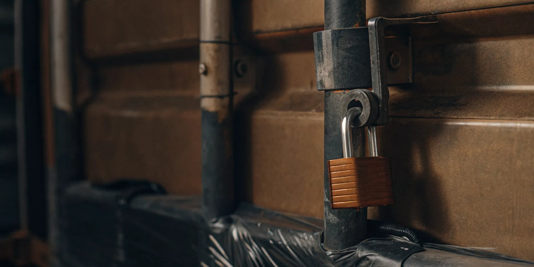 High-security bolt seal on a shipping container door latch